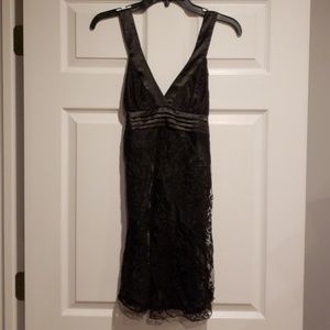 Little black satin and lace dress. Size S